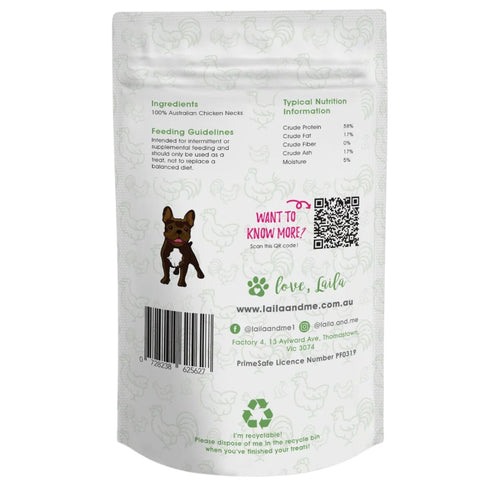 Laila & Me Dehydrated Range Dog Treats Chicken Necks