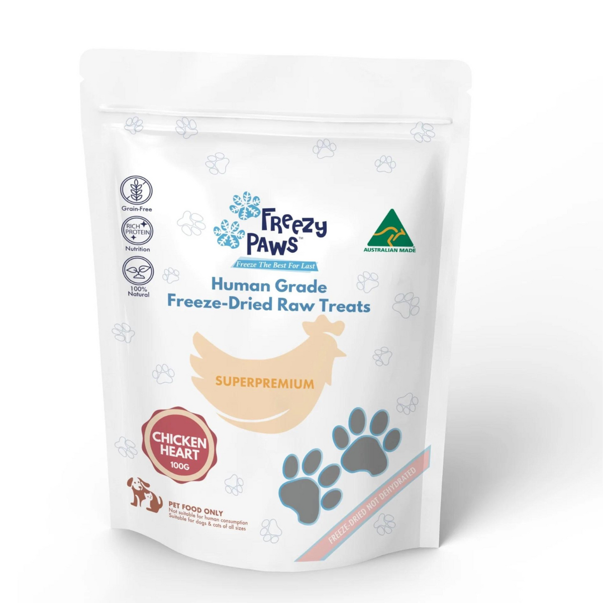 Freezy Paws Freeze Dried Chicken Heart Treats 100g