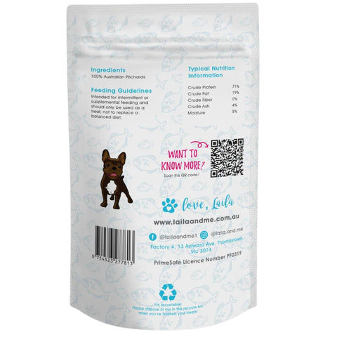 Laila & Me Dehydrated Range Cat & Dog Treats Pilchards