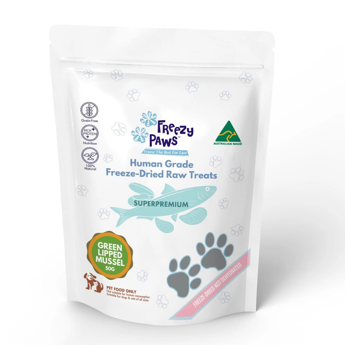 Freezy Paws Freeze Dried Green Lipped Mussels Treats 50g | petsome Pet Supplies