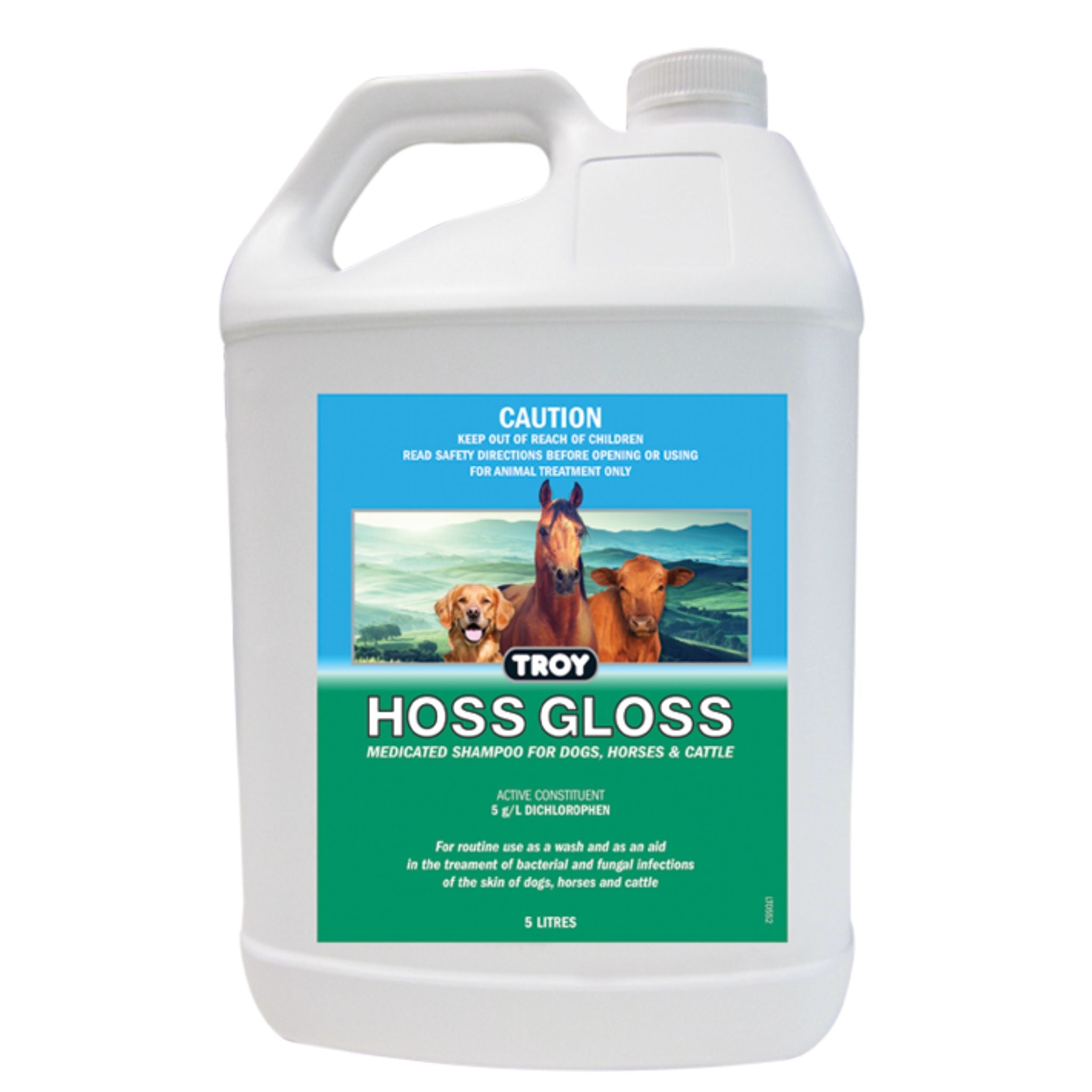 TROY Hoss Gloss Medicated Shampoo for Dogs, Horses and Cattle - 5L | petsome Pet Supplies