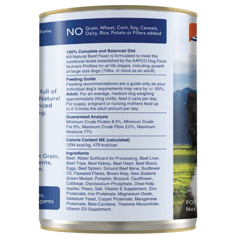 K9 Natural Canned Beef Feast Wet Dog Food