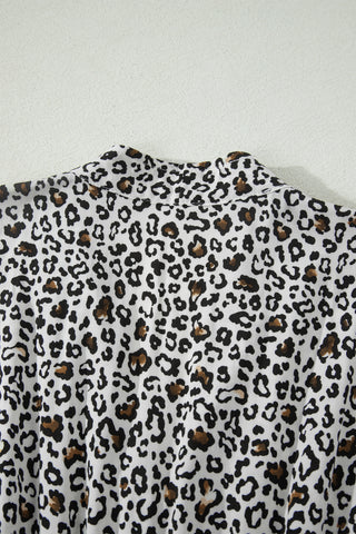 Beige Leopard Zip Front V Neck Cinched Waist Sleeveless Maxi Dress