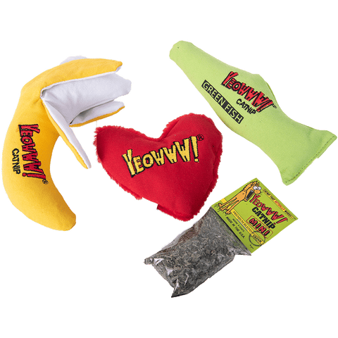 Yeowww! Catnip Cat Toys - Regular Gift Bundles with 3 Cat Toys + Spare Catnip