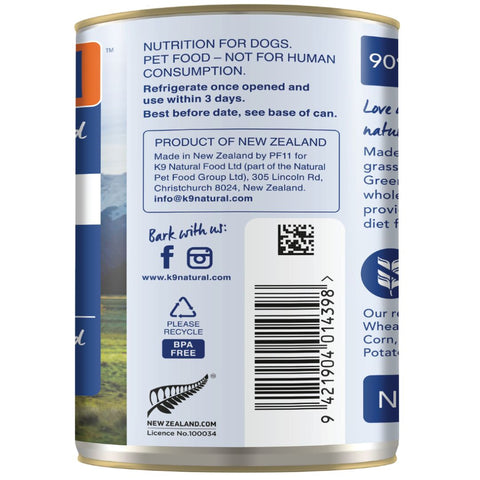 K9 Natural Canned Beef Feast Wet Dog Food