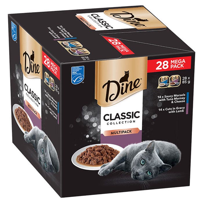 Dine Daily Variety Pack Lamb Gravy Tuna Mornay Cat Food Tray 85gx28