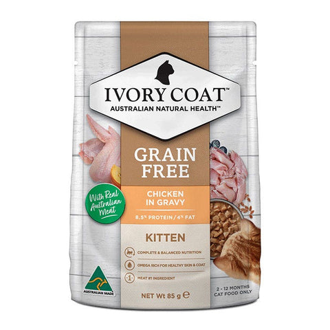Ivory Coat Grain Free Chicken Gravy Kitten Pouch 85g x 48