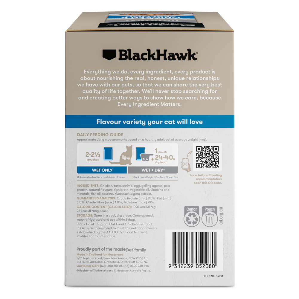 Wet Cat Food Adult Chicken And Seafood In Gravy Pouches