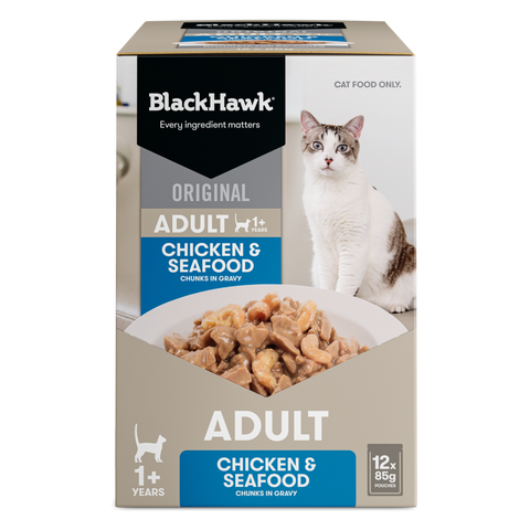Wet Cat Food Adult Chicken And Seafood In Gravy Pouches