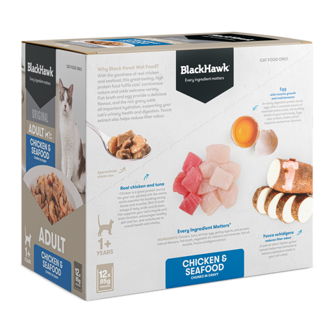 Wet Cat Food Adult Chicken And Seafood In Gravy Pouches