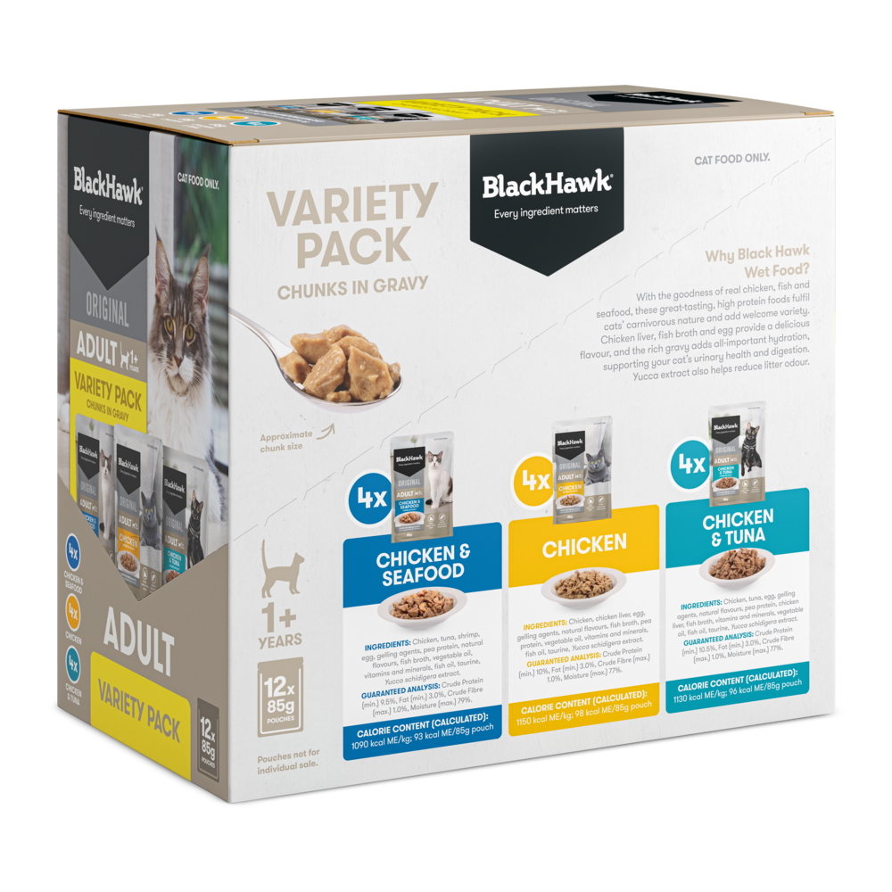 Wet Cat Food Adult Variety Pack Chunks In Gravy Pouches