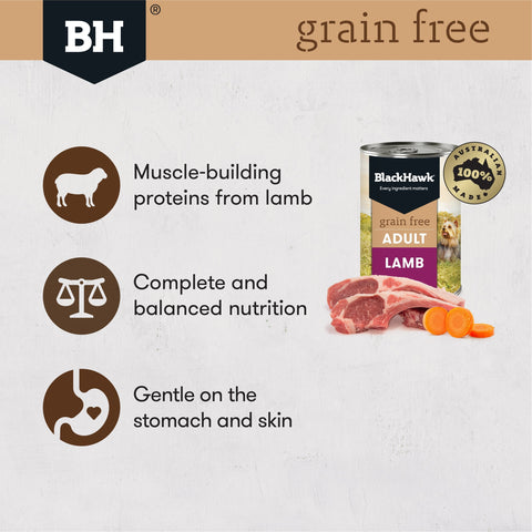 Black Hawk Grain Free Lamb Wet Dog Food 400g