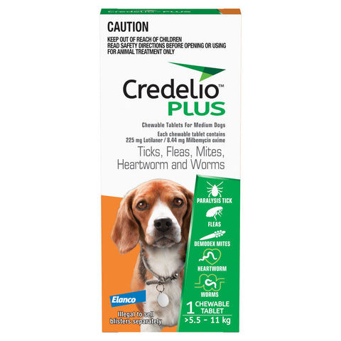 Credelio Plus for Medium Dogs 5.5-11kg - 1 Pack | petsome Pet Supplies