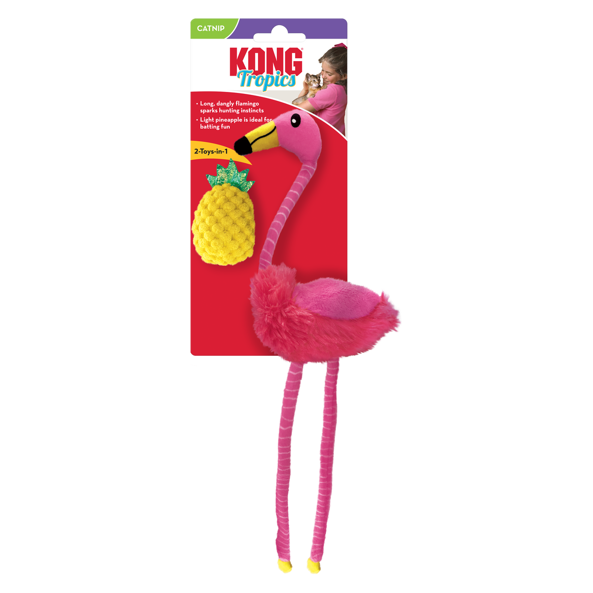 KONG Cat Toys Tropics Flamingo & Pineapple