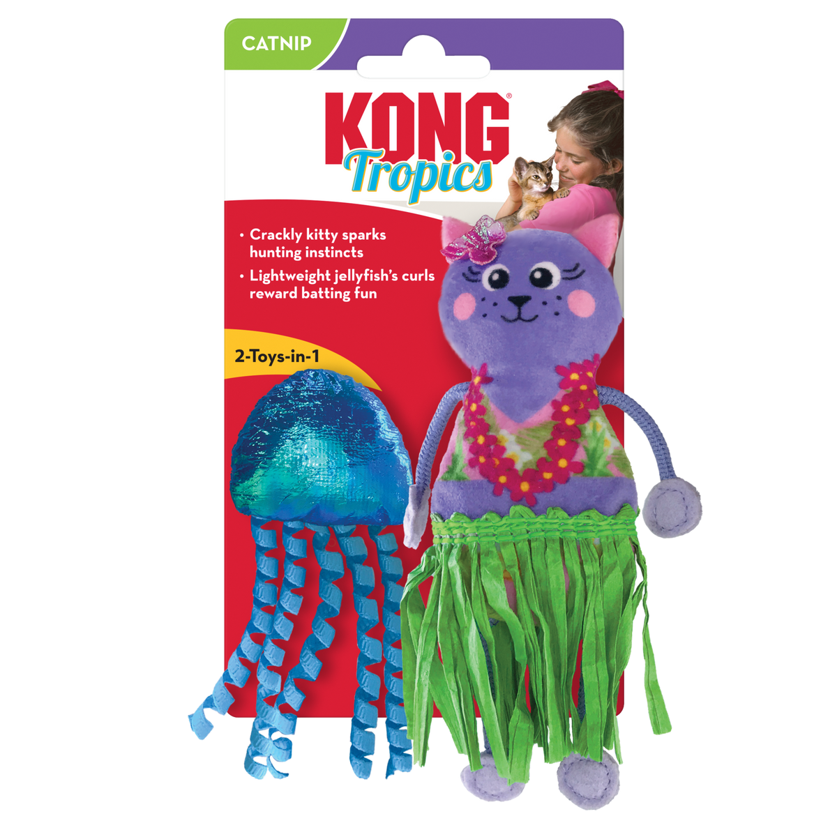 KONG Cat Toys Tropics Hula Cat & Jellyfish