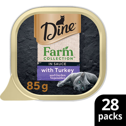 Dine Farm Collection Turkey and Garden Vegetables Adult Cat Wet Food 85g x 28