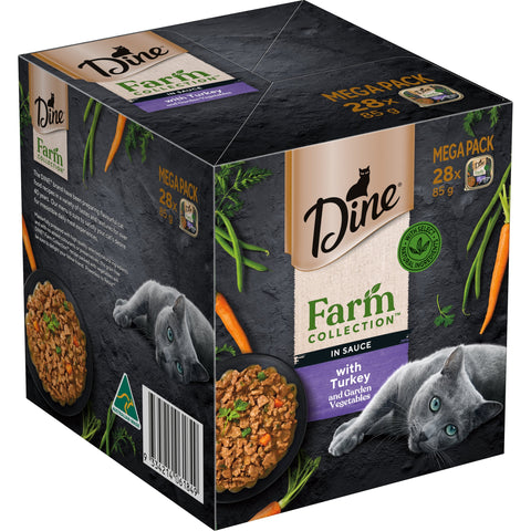 Dine Farm Collection Turkey and Garden Vegetables Adult Cat Wet Food 85g x 28