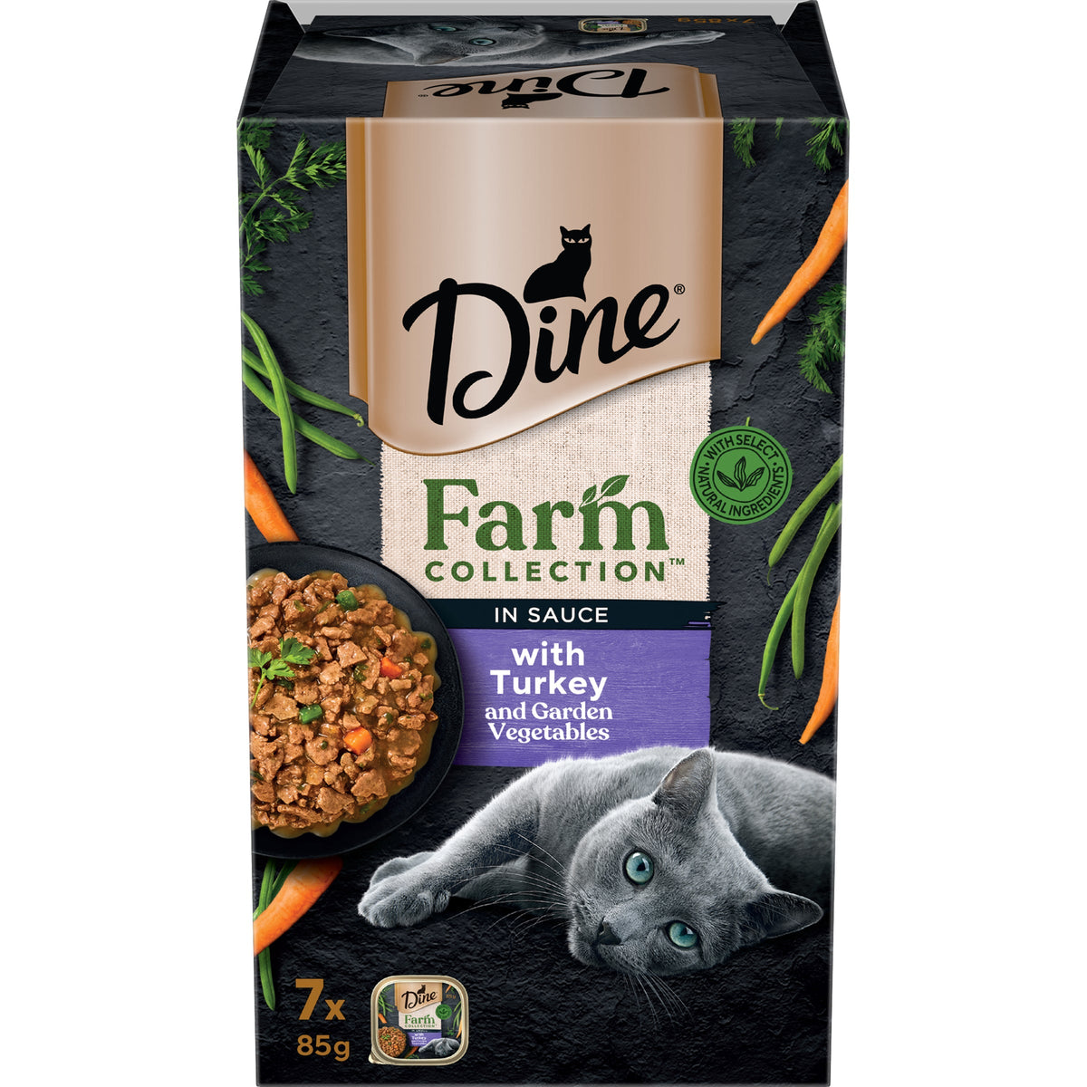 Dine Farm Collection Turkey and Garden Vegetables Adult Cat Wet Food 85g x 7