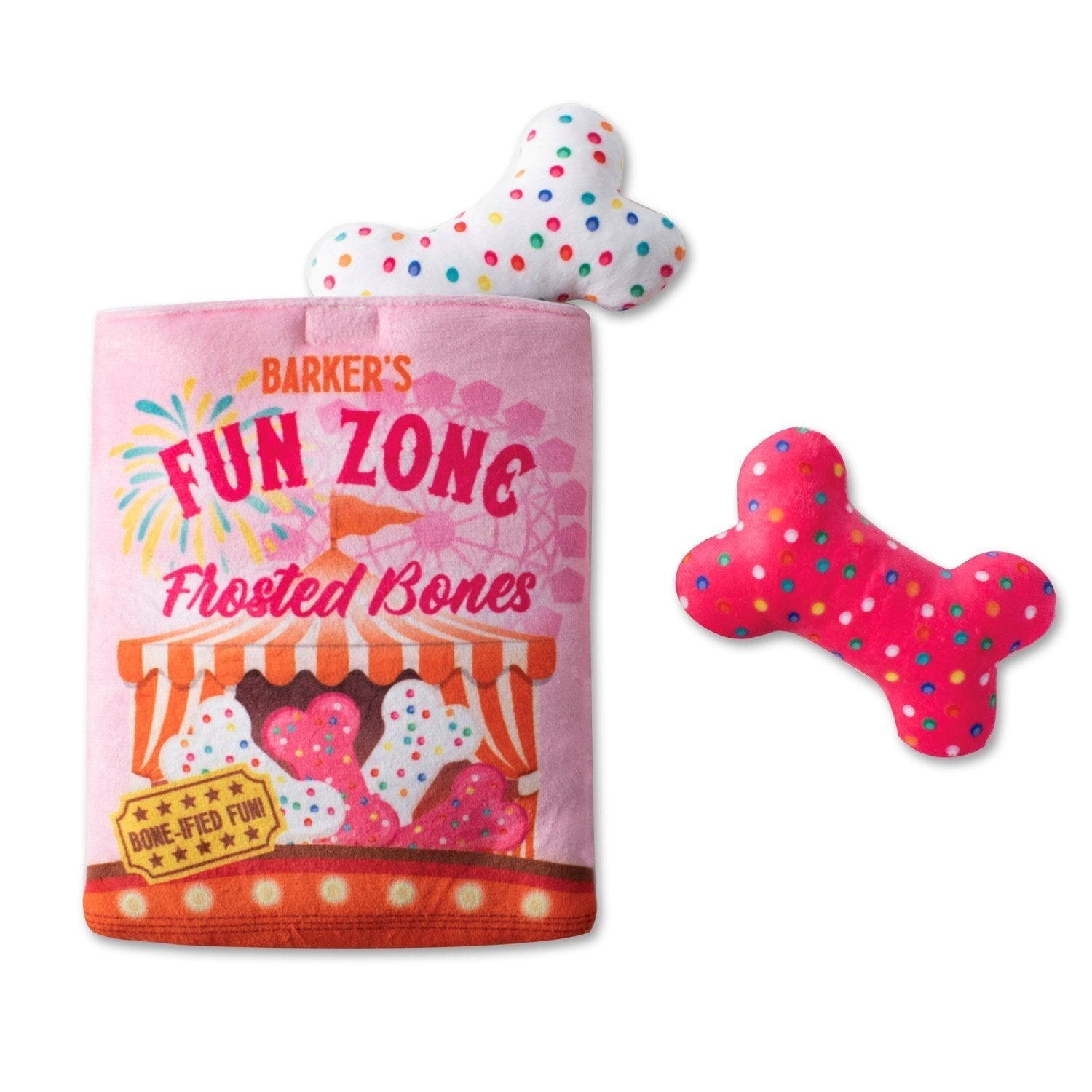 Fringe Studio Plush Burrow Interactive Dog Toy - Fun Zone Bones | petsome Pet Supplies