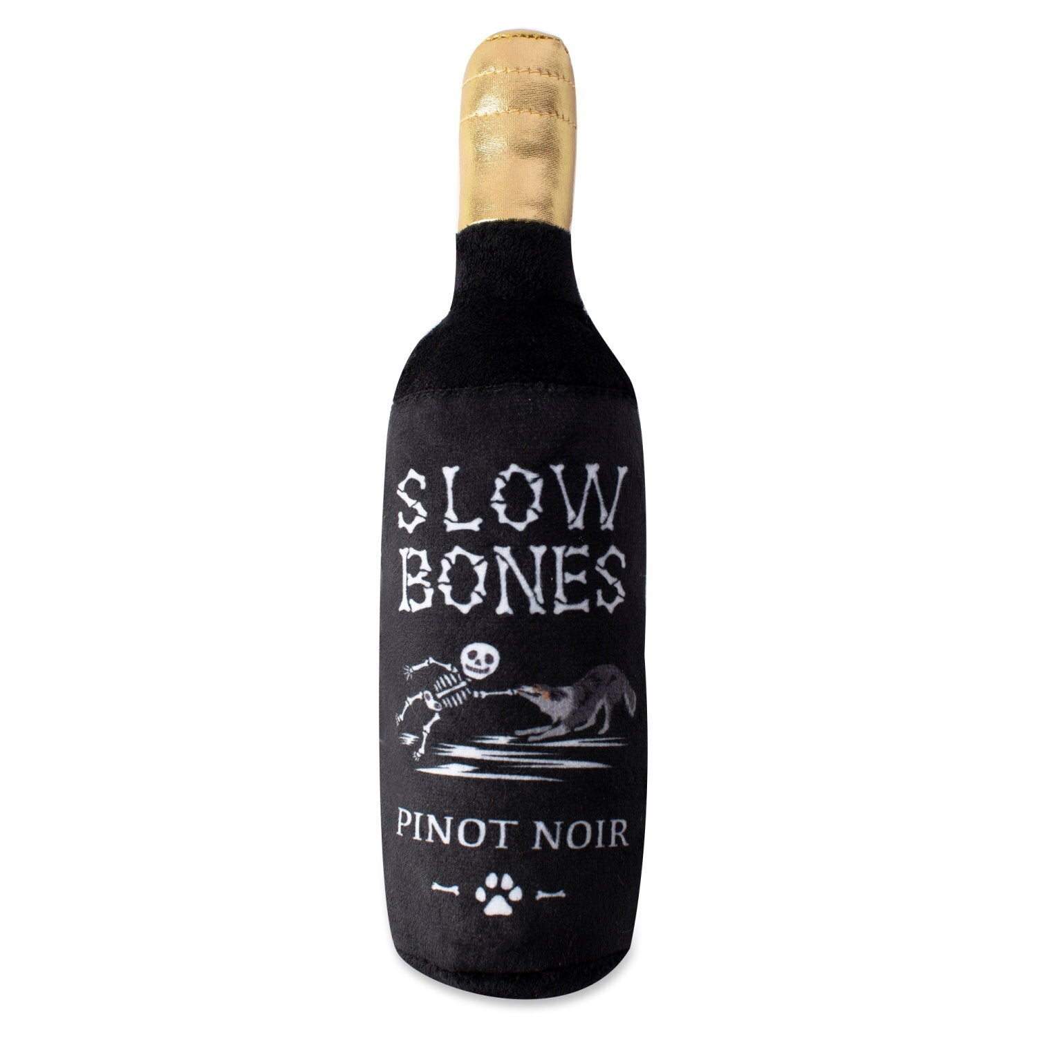 Fringe Studio Halloween Plush Squeaker Dog Toy - Slow Bones Pinot Noir |  petsome Pet Supplies