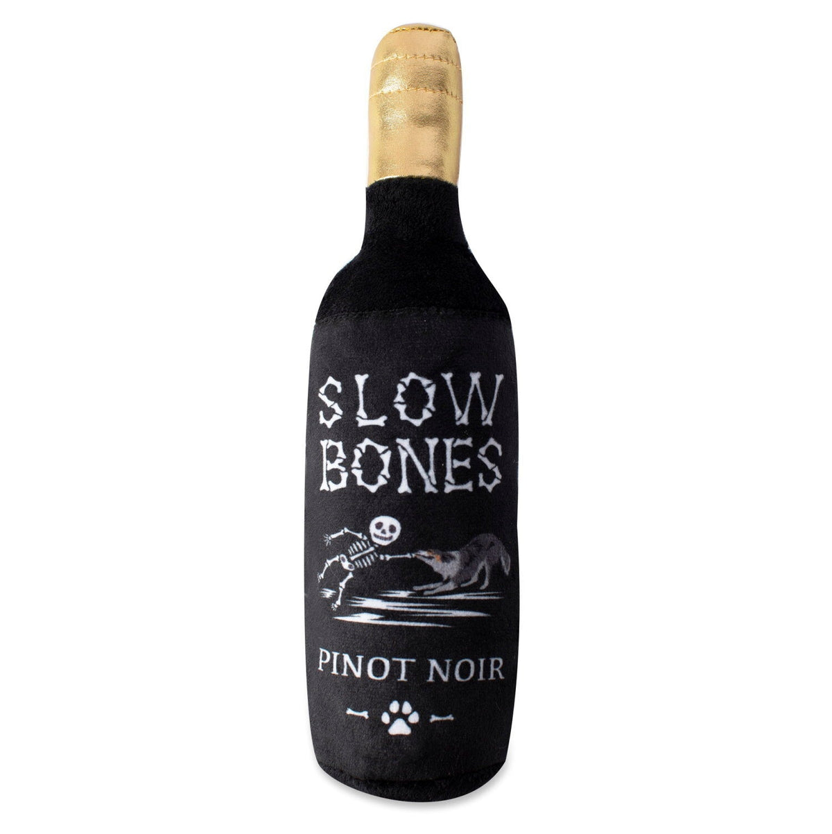 Fringe Studio Halloween Plush Squeaker Dog Toy - Slow Bones Pinot Noir |  petsome Pet Supplies