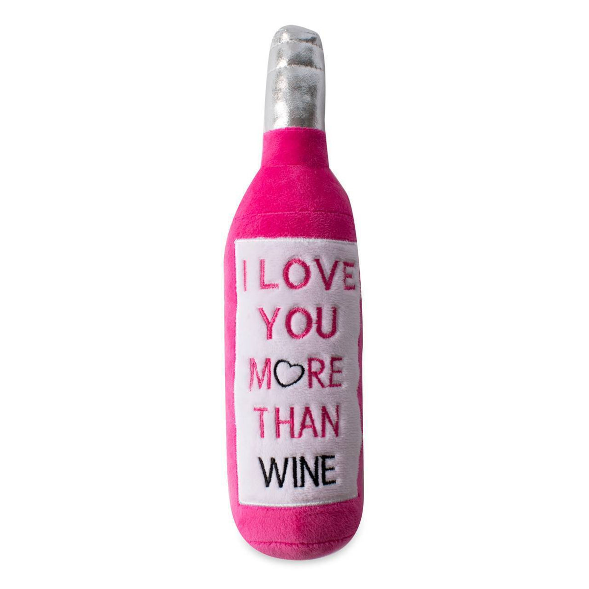 Fringe Studio Plush Bottle Squeaker Valentine's Dog Toy - Love You More Than Wine | petsome Pet Supplies