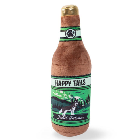Fringe Studio Plush Squeaker Dog Toy - Happy Tails Beer Bottle  | petsome Pet Supplies