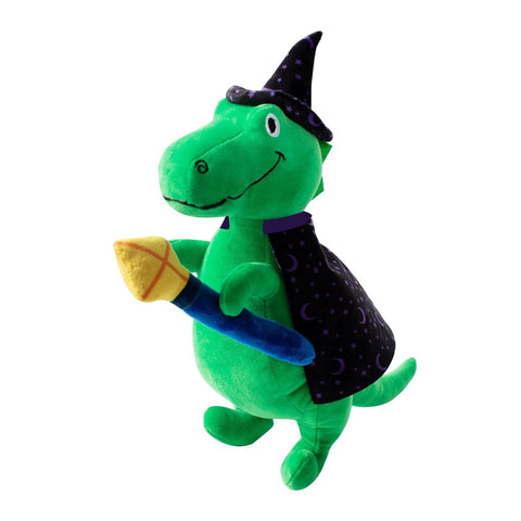 Fringe Studio Halloween Plush Squeaker Dog Toy - Spell-A-Saurus Dino Witch  | petsome Pet Supplies