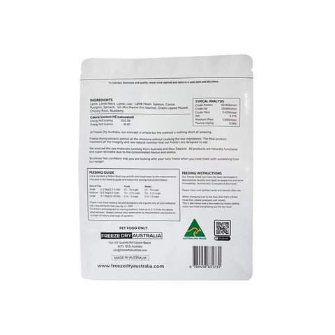 Freeze Dry Australia Freeze Dried Natural Raw Cat Food Lamb 500g