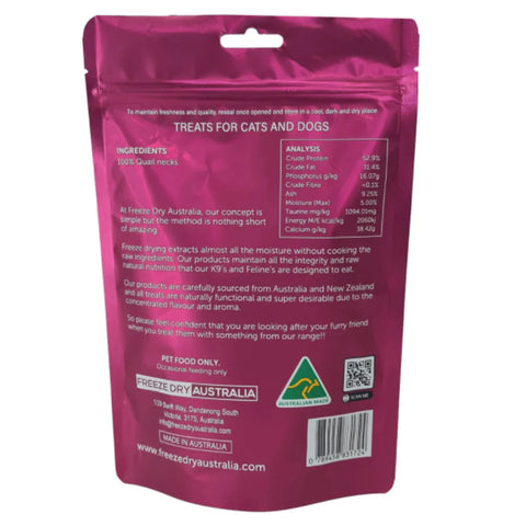 Freeze Dry Australia Quail Necks Treats for Cats and Dogs 100g