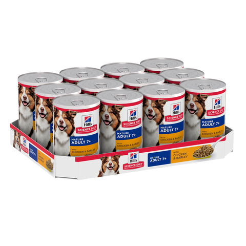 Hills Science Diet Adult 7+ Chicken and Barley Canned Dog Food 370g