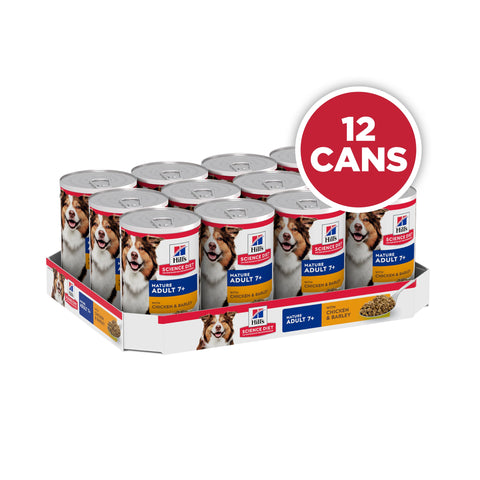 Hills Science Diet Adult 7+ Chicken and Barley Canned Dog Food 370g