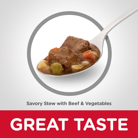 Hills Science Diet Adult 7+ Savoury Stew Beef and Vegetables Canned Dog Food 363g