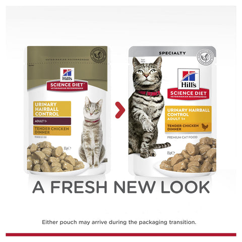 Hills Science Diet Adult Urinary Hairball Control Chicken Cat Food Pouches 85g