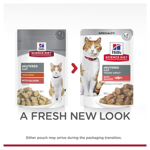 Hills Science Diet Young Adult Neutered Salmon Cat Food Pouches 85g