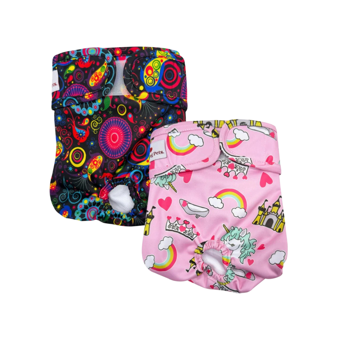 Washable Dog Nappies Pink Purple 2 Pack