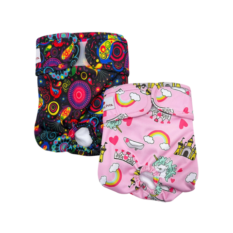 Washable Dog Nappies Pink Purple 2 Pack
