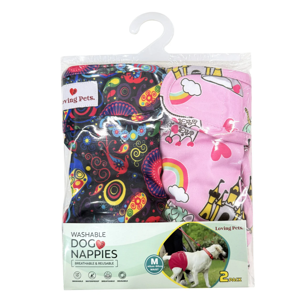 Washable Dog Nappies Pink Purple 2 Pack