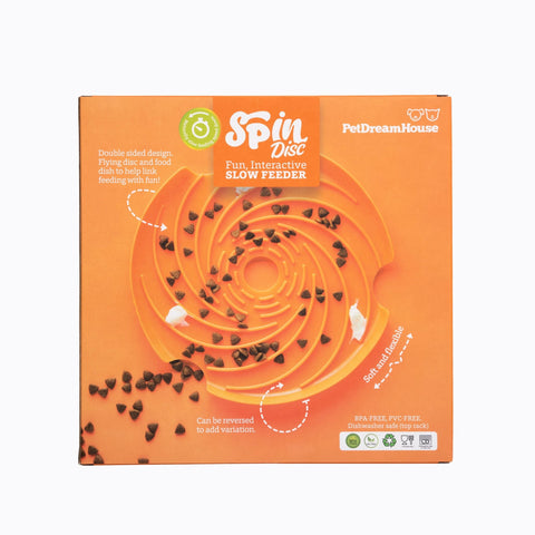 Pet DreamHouse SPIN Interactive 2-in-1 Slow Feeder Lick Pad & Frisbee for Dogs