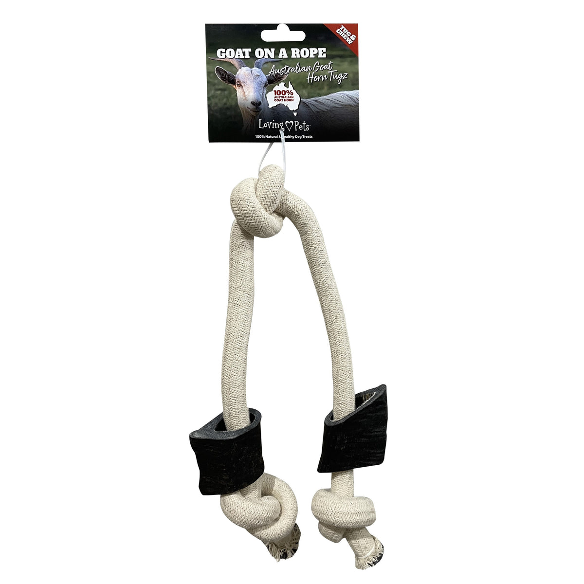 Loving Pets Goat Horn on a Rope Dog Chew Toy Treat