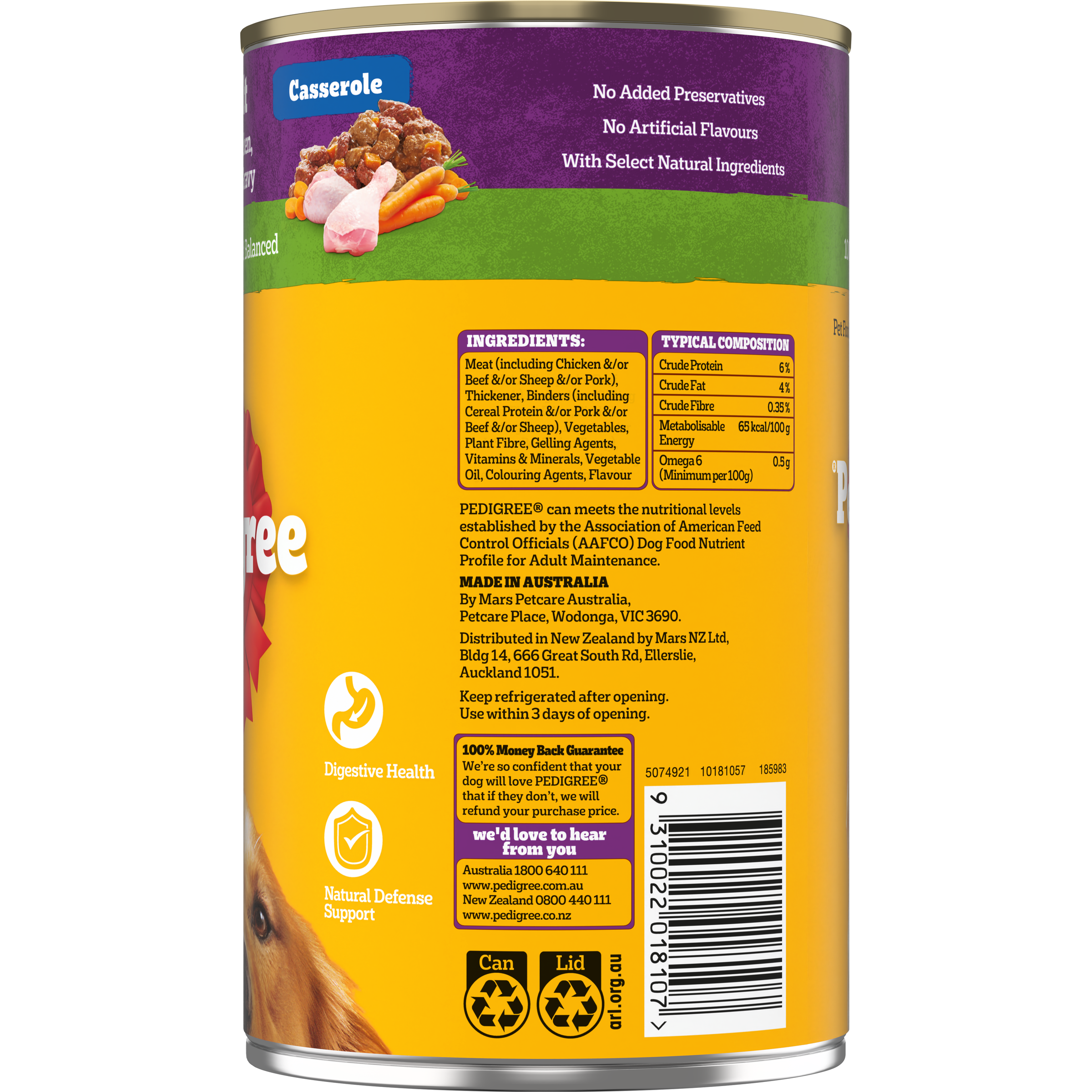 Adult Wet Dog Food Chicken Rice Vegies Casserole