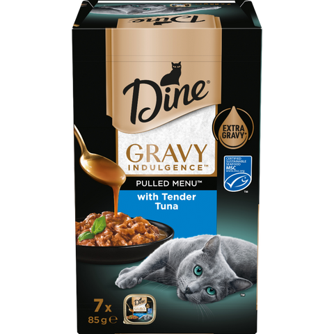 Pulled Menu Gravy Indulgence With Tuna Wet Cat Food Tray