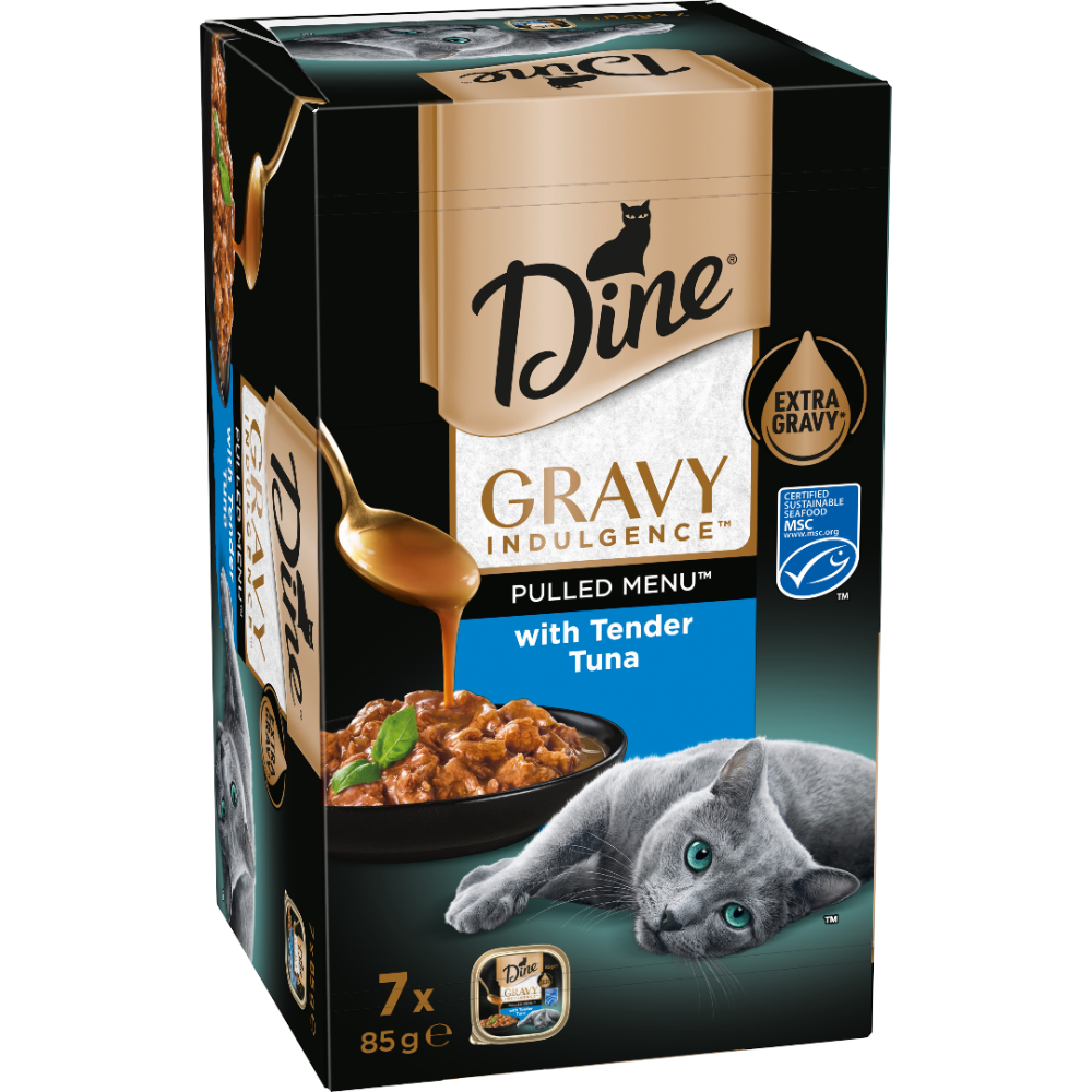Pulled Menu Gravy Indulgence With Tuna Wet Cat Food Tray