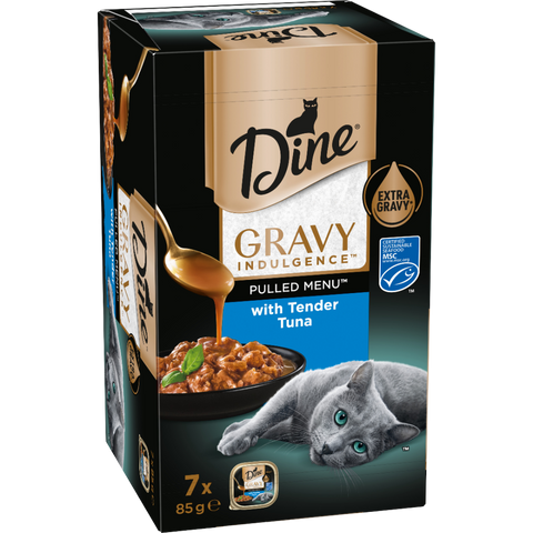 Pulled Menu Gravy Indulgence With Tuna Wet Cat Food Tray