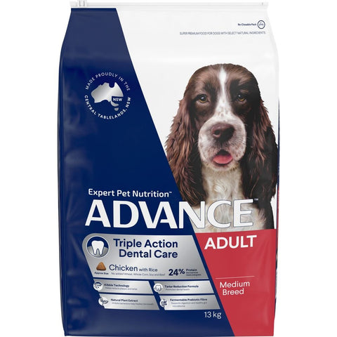 Triple Action Dental Care Medium Adult Dry Dog Food Chicken With Rice