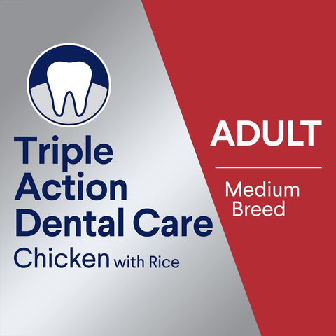 Triple Action Dental Care Medium Adult Dry Dog Food Chicken With Rice