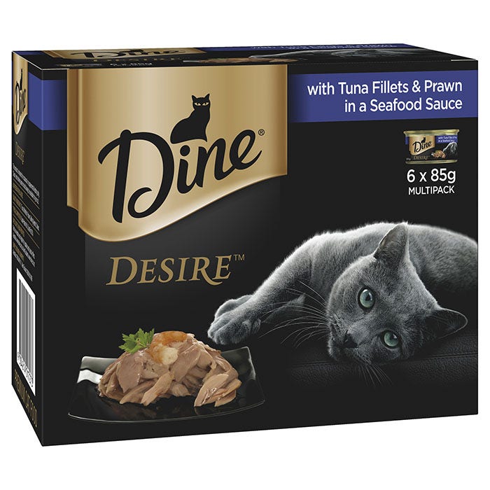 Dine Desire Tuna Fill Prawn in Seafood Sauce Cat Can 85g 6Pack