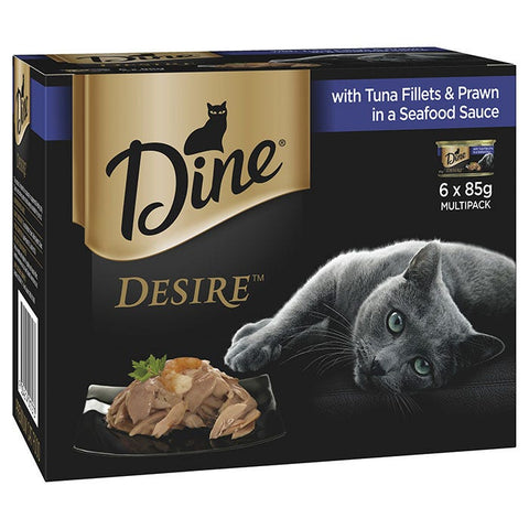 Dine Desire Tuna Fill Prawn in Seafood Sauce Cat Can 85g 6Pack