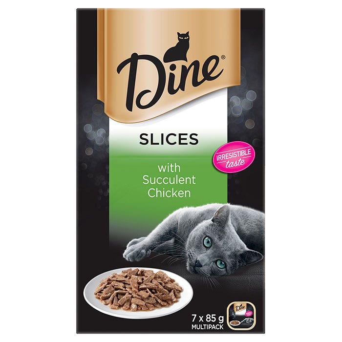 Dine Daily Slices Succulent Chicken Cat Food Tray 85gx7