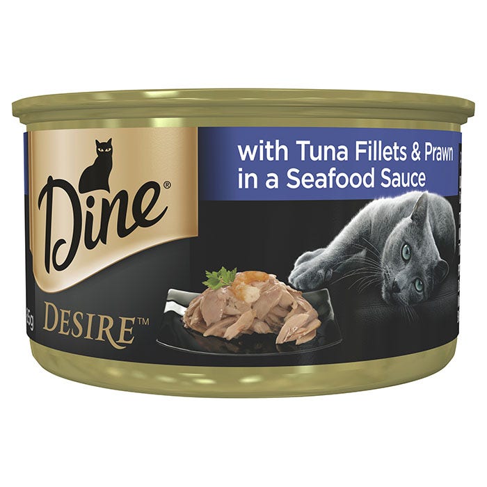 Dine Desire Tuna Fill Prawn in Seafood Sauce Cat Can 85g 6Pack
